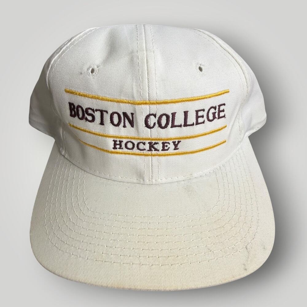 Vintage Boston College Hockey Snapback Hat Cap White NCAA Made In Korea OSFA